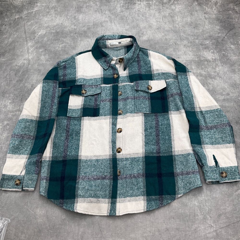 Dorose Shacket Women Medium Green‎ Black Plaid Lumberjack Warm Work Jacket